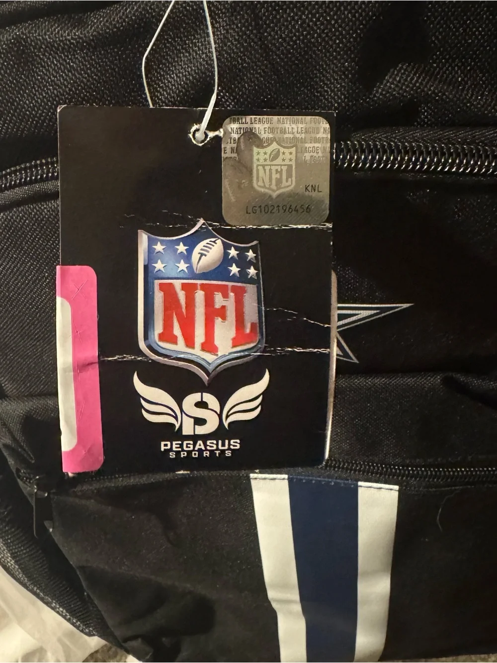 NFL Dallas Cowboys Black Backpack with Navy and White Stripes